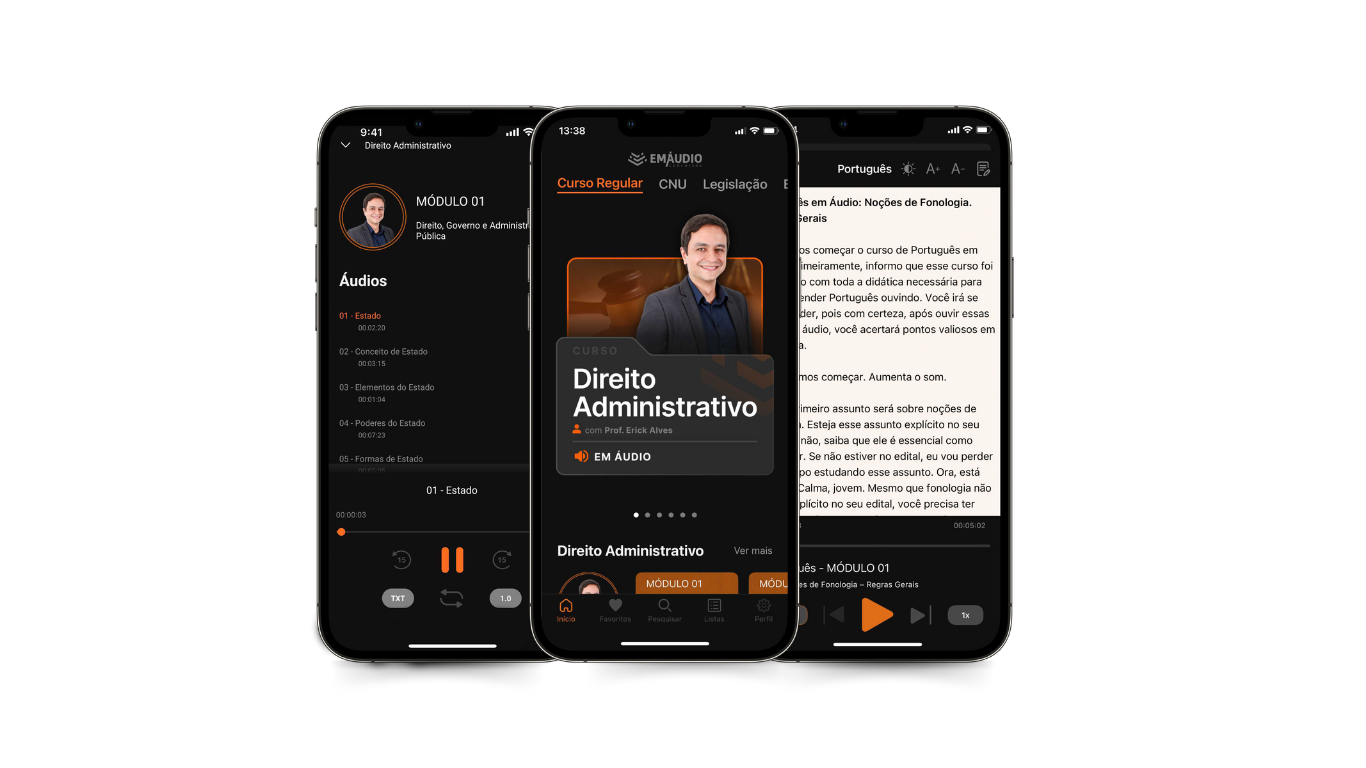 Telas do app EmÁudio